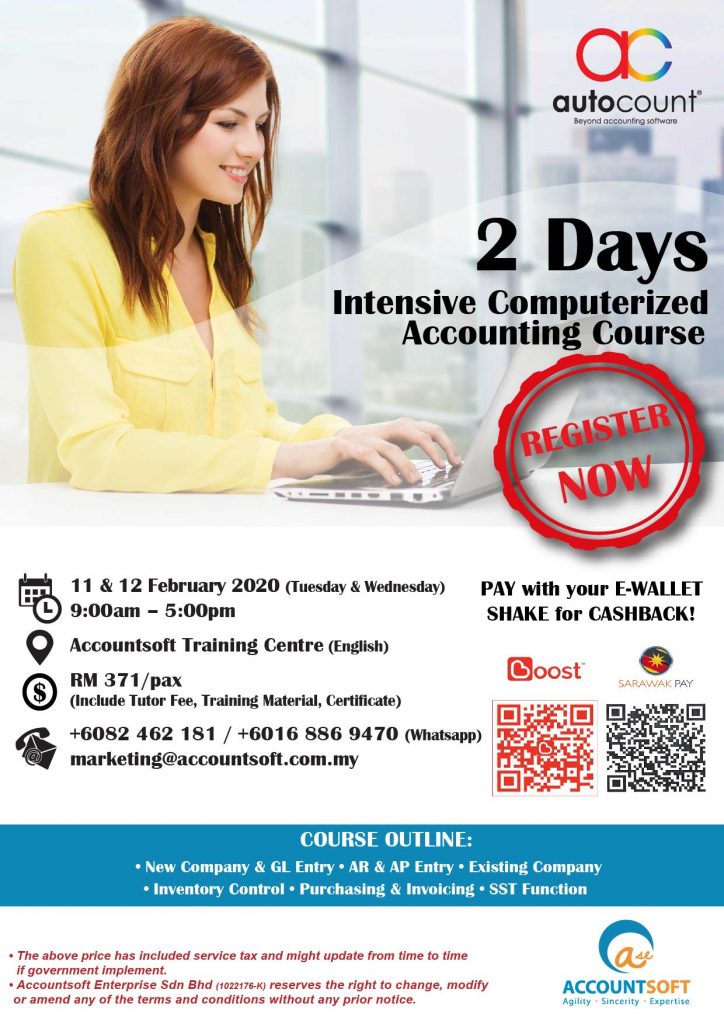   ???? Good News! Master AutoCount Accounting in just 2 Days is back this 11 & 12 February 2020. If there's any enquiries don't hesitate to give us a call +6082-462 181 / +6016 886 9470 (Ms Alice / Ms Tiffany / Mr Terry)
