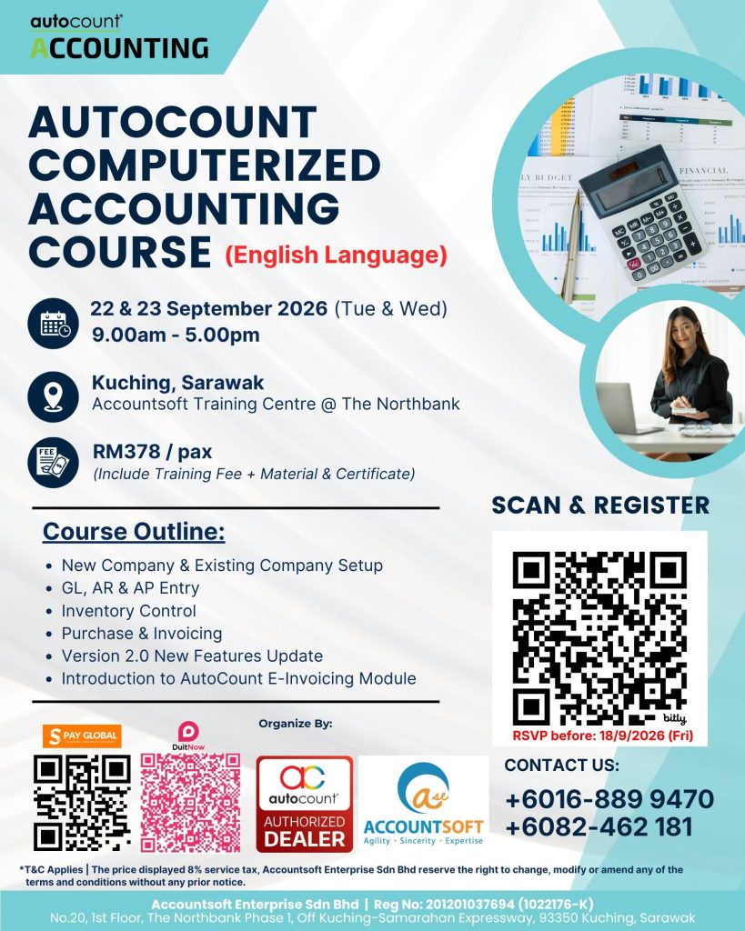 AutoCount 2 Days Intensive Computerized Accounting Course (Sept 2026 Intake)